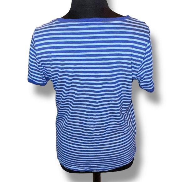 TALBOTS Grosgrain Trim Stripe Tee - Blue Twilight /Vista Blue Plus 1X - Picture 4 of 12